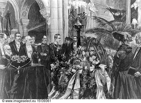 Mommsen  Theodor  30.11.1817 - 1.11.1903  German historian  death  funeral service in the Kaiser Wilhelm Memorial Church  Berlin  November 1903