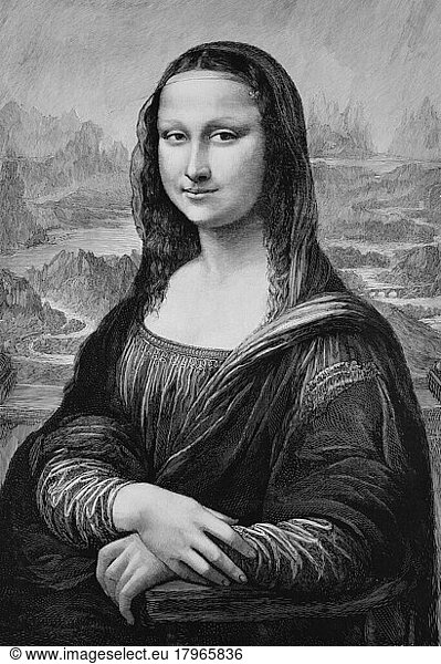 Mona Lisa by Leonardo da Vinci  Historical  digital reproduction of a 19th century original  original date not known