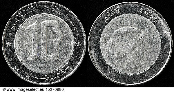 money / finance  coins  10 dinars coin  Algeria  2013
