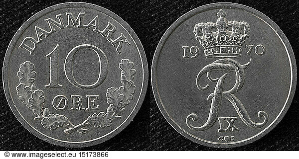money / finance  coins  10 ore coin  Denmark  1970