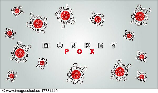 Monkeypox virus illustration  monkeypox banner  monkeypox virus outbreak pandemic vector design with microscopic view background
