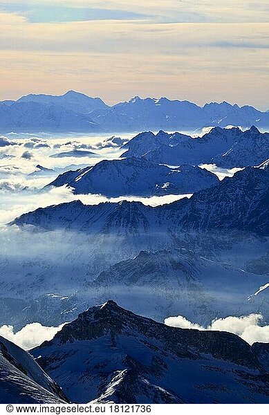 Mont Blanc Massif  view from the Klein Matterhorn  Switzerland  Europe