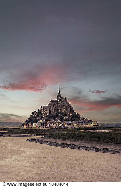 Mont Saint-Michel under sky  Normandy  France