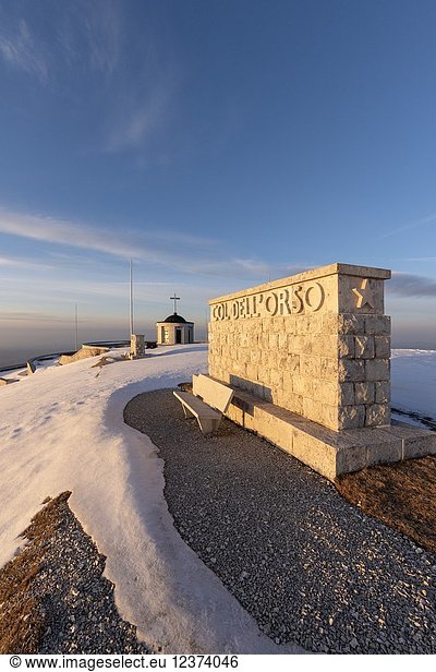 Monte Grappa  province of Vicenza  Veneto  Italy  Europe. On the summit of Monte Grappa there is a military memorial monument.