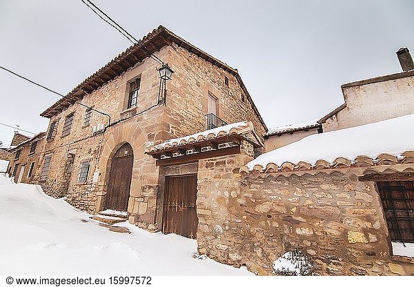 Monteagudo del Castillo village in Teruel Aragon Spain.