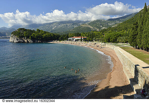 Montenegro  Crna Gora  bay and beach at the luxury hotel of Milocer