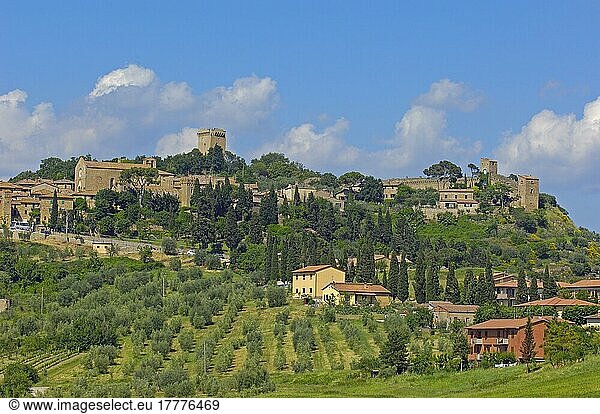 Montichiello  Pienza  Toskana-Landschaft  Val d'Orcia  Orcia-Tal  UNESCO-Weltkulturerbe  Provinz Siena  Toskana  Italien  Europa