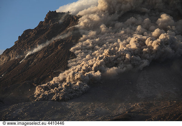 Montserrat  Caribbean  Pyroclastic flow from soufriere hills