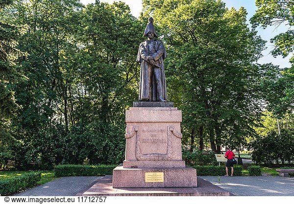 Monument of Michael Andreas Barclay de Tolly in Esplanade Park in Riga  capital city of Republic of Latvia.