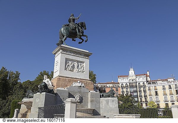 Monument of Philip IV of Spain in Plaza de Oriente in Madrid  Spain.
