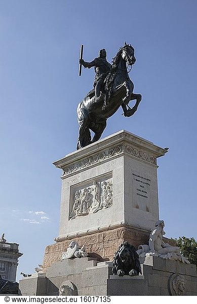 Monument of Philip IV of Spain in Plaza de Oriente in Madrid  Spain.