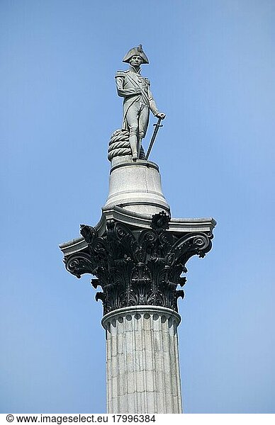 Monument to Admiral Horatio Nelson  Nelson's Column  Trafalger Square  City of Westminster  London  England  United Kingdom  Europe