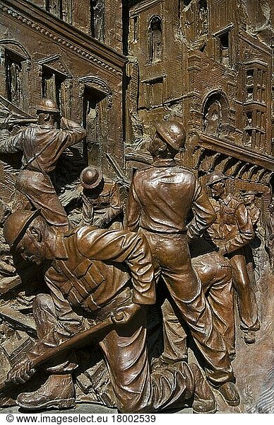 Monument to Queen Elizabeth The Queen Mother  relief bronze sculpture depicting the east end of London during the air raids of World War II  The Mall  City of Westminster  London  England  United Kingdom  Europe