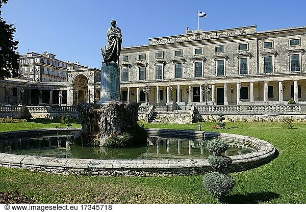 Monument to Sir Frederick Adam  temporary summer residence of royal family  town o Kerkyra  n  Mediterranean Sea  Lord High Commissioners of the Ionian Islands  in front of St. Michael and St. George Palace  Museum of Asian Art  originally seat of the Knights of the British Order of St. Michael and St. George and of the British Prefecture on Corfu  after annexation of the Ionian Islands to Greece
