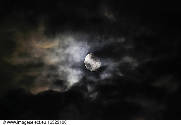 Moon behind clouds in the night