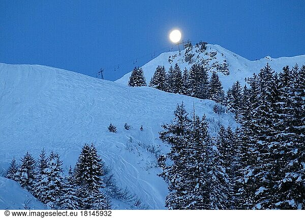 Moon  ski slope  Les Crosets  Valais  Switzerland  Europe