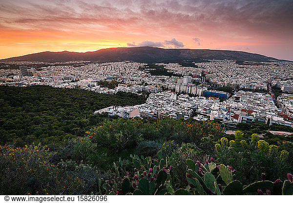 Morgenansicht von Athen vom Lycabettus-Hügel  Griechenland.