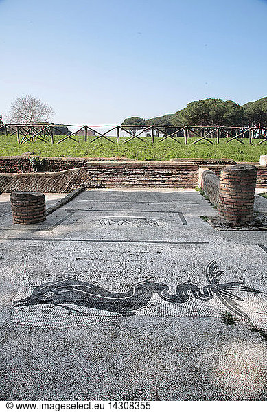 Mosaics  Ostia Antica  archeological site  Lazio  Italy  Rome