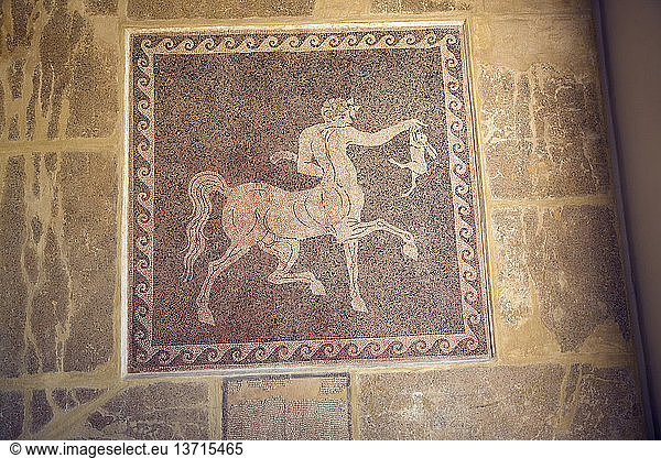 Mosaik an der Wand Archäologisches Museum  Rhodos  Griechenland