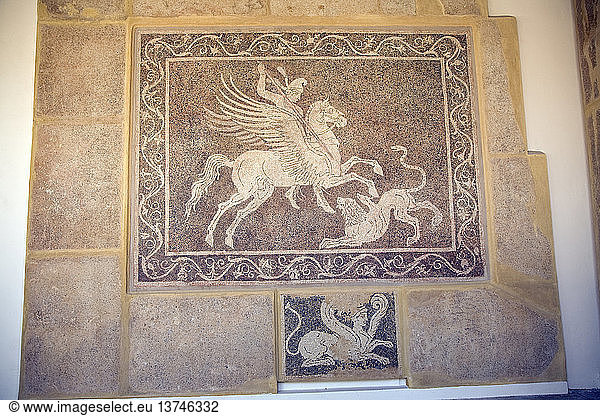 Mosaik an der Wand Archäologisches Museum  Rhodos  Griechenland