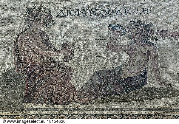 Mosaik  Dionysos und die Nymphe Akme  Haus des Dionysos  Ausgrabungsstätte  Archäologischer Park  Paphos  Zypern  Europa