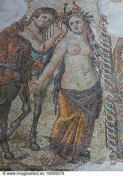 Mosaik  Dionysos-Zug  Zentaur und Maenad  Haus des Aion  Ausgrabungsstätte  Archäologischer Park  Paphos  Zypern  Europa