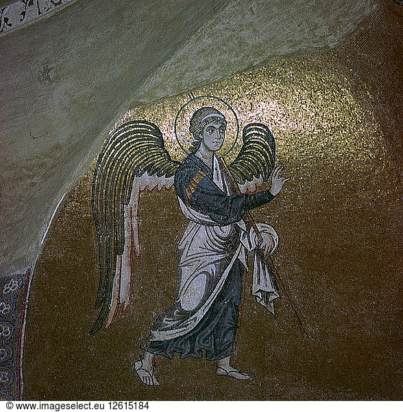 Mosaikdetail des Engels Gabriel  11. Jahrhundert. Künstler: Unbekannt
