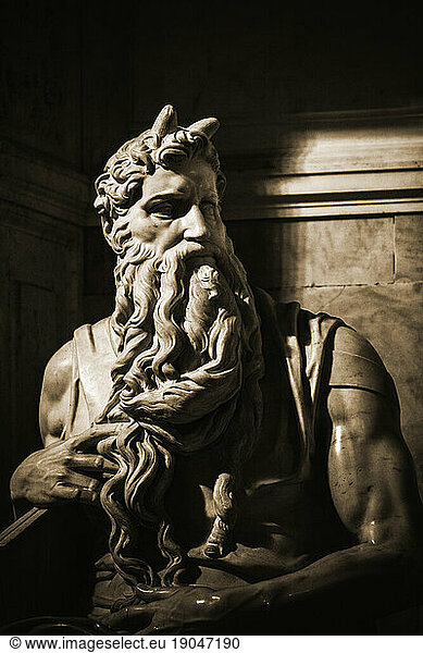Moses statue by Michelangelo Buonarroti  Church of San Pietro  Vincoli  Rome  Italy
