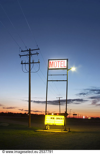 Motel Sign at Night  Saskatchewan