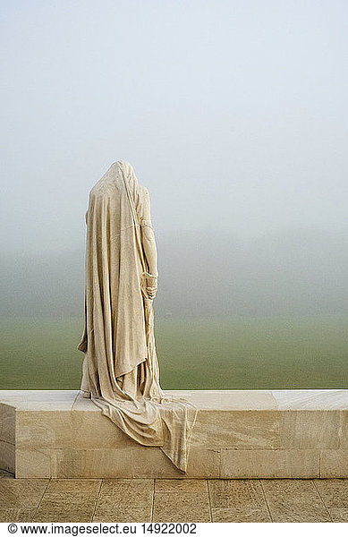 Mother Canada statue at the Canadian World War One Memorial  Vimy Ridge National Historic Site of Canada  Pas-de-Calais  France.