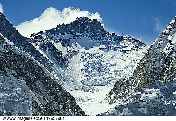 Mount Lhotse in Himalayas  Solukhumbu District  Nepal