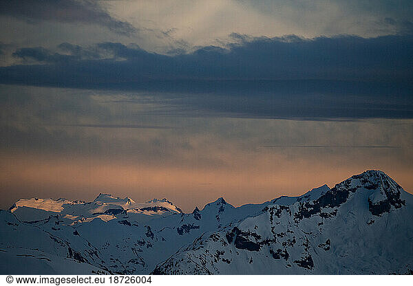 Mountain Range at Sunset in Whistler British Columbia Canada