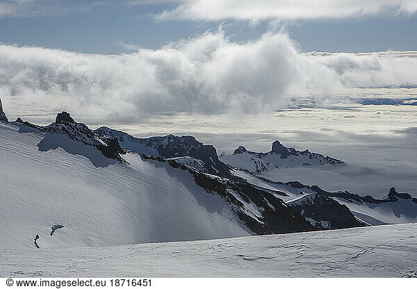 Mountain Ridges Seen From Camp Muir at 10 000 Feet on Mount Rainier