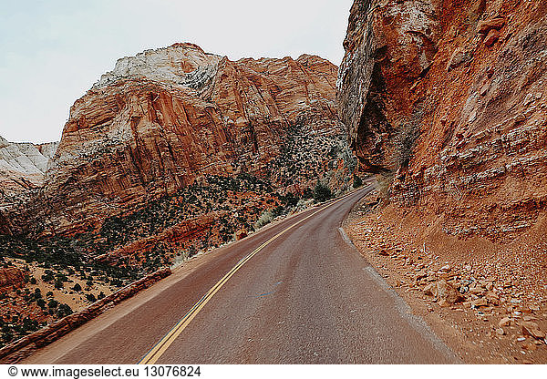 Mountain road on rock formation at Zion National Park