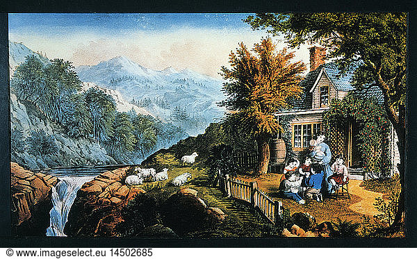 Mountaineer's Home  Currier & Ives  Lithograph