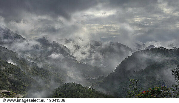 Mountains in fog  Banaue  Ifugao  Philippines