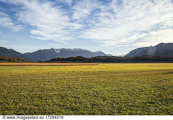 Mountains seen at Murnauer Moos  Garmisch-partenkirchen  Bavaria  Germany during sunny day