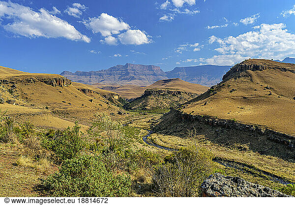 Mountains under cloudy sky at KwaZulu-Natal  Drakensberg  South Africa