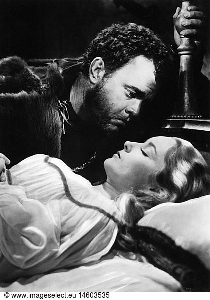 movie Othello director: Orson Welles USA 1952 scene with Orson Welles as Othello and Suzanne Cloutier as Desdemona literature film William Shakespeare bed sleeping