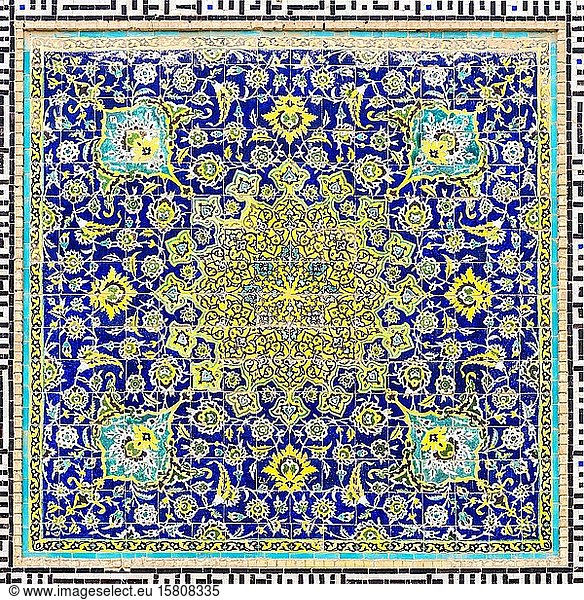Mozaffari Jame Mosque or Friday Mosque  Colorful painted tiles  Kerman  Kerman Province  Iran  Asia