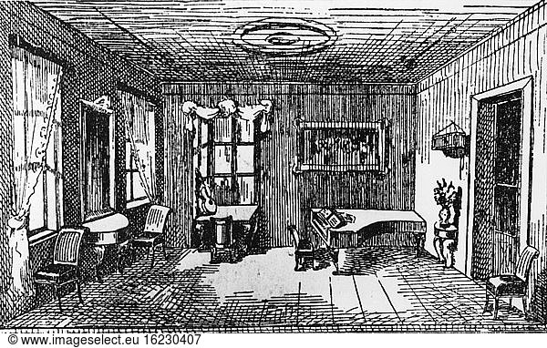 Mozartâ€™s Death Chamber / Etching / c. 1820