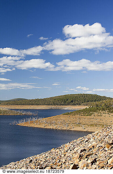 Much of South East Australia has been in the grip of a terrible drought for the last 15 years. Lake Eucumbene in the Snowy Mountains has fallen to very low levels.