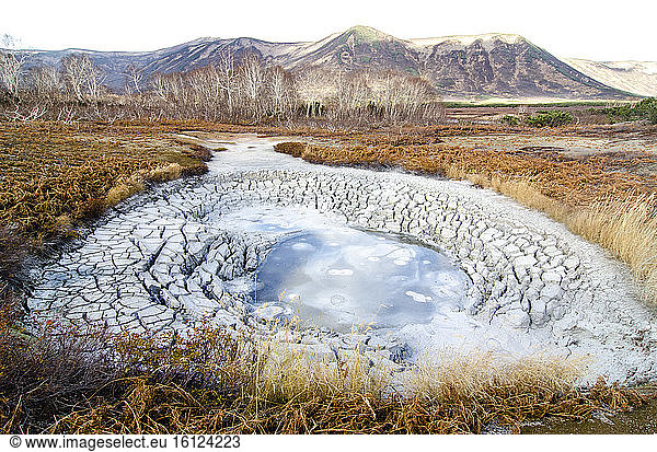 Muddy mudflats in the Geyser Valley  Kamchatka  Russian Federation.