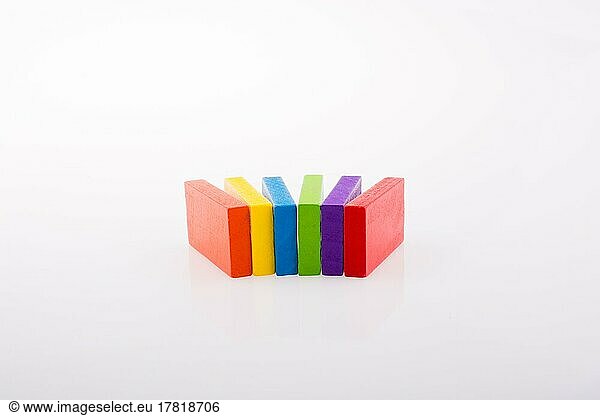 Multi color domino on white background