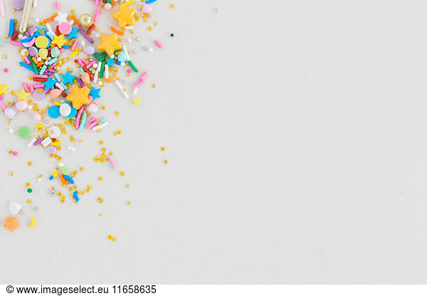 Multi-coloured multi-shaped confetti sprinkles