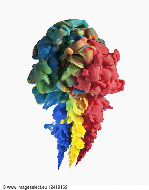 Multicolor ink formation on white background