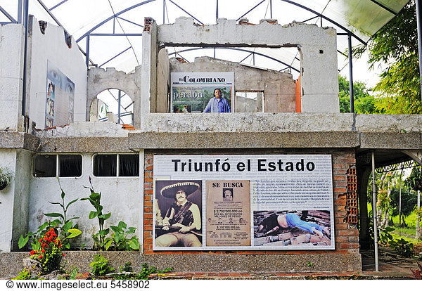 Museum and memorial at the Hacienda Napoles  former estate of drug baron Pablo Escobar  head of the Medellin Cartel  Puerto Triunfo  Antioquia  Colombia  South America
