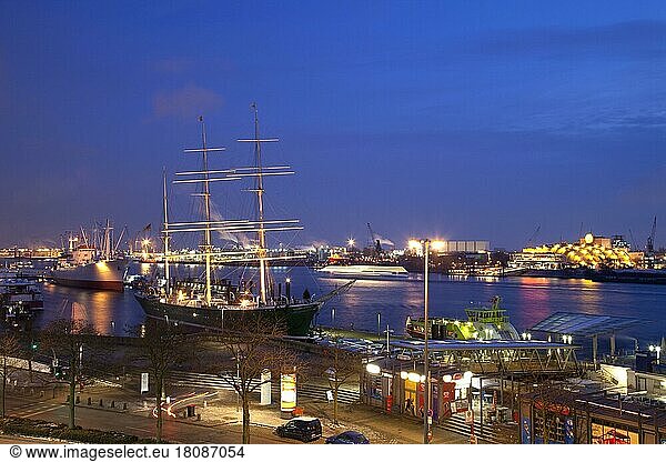 Museum ship 'Rickmer Rickmers'  St. Pauli  Hamburg  Germany  tall ship  three-masted barque  windjammer  Europe