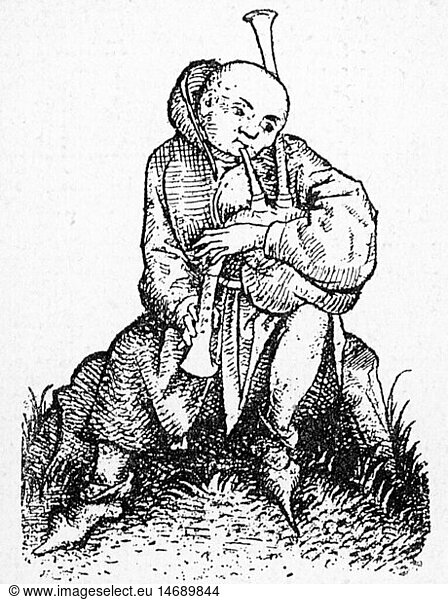 music  musicians  bagpiper  full length  copper engraving  Master of the Housebook  Rhenish Palatinate  late 15th century  pipes  play the bagpipes  bagpipes bagpipe  bagpipe  musical instrument  musical instruments  key  keys  wind instruments  wind instrument  woodwind instrument  woodwind instruments  aerophone  make music  play music  making music  playing music  makes music  plays music  made music  played music  playing  play  Germany  Middle Ages  Master of the Housebook  people  man  men  male  bagpiper  piper  bagpipers  pipers  historic  historical  fashion  clothes  hood  hoods  shoes  fine arts  art  Gothic style  Gothic period  graphic  graphics