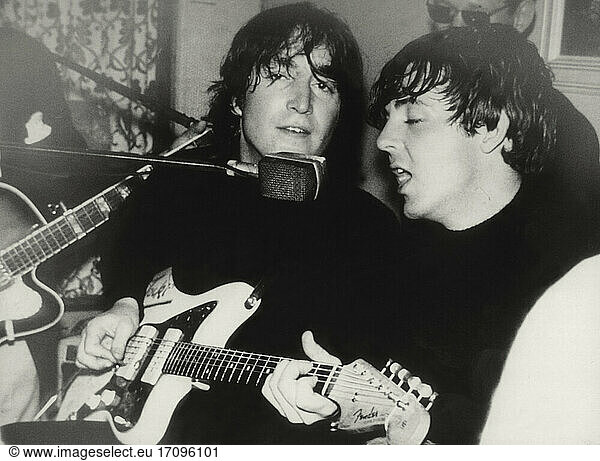 Music / Popular Music:
The Beatles  English rock band  formed in Liverpool in 1960. The Beatles performing at a private party: John Lennon and Paul McCartney. Photo  c.1964.